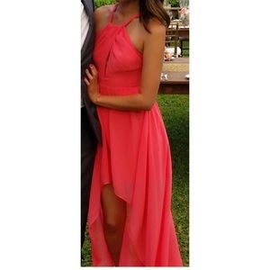 Bebe beautiful pink salmon high low flowy dress